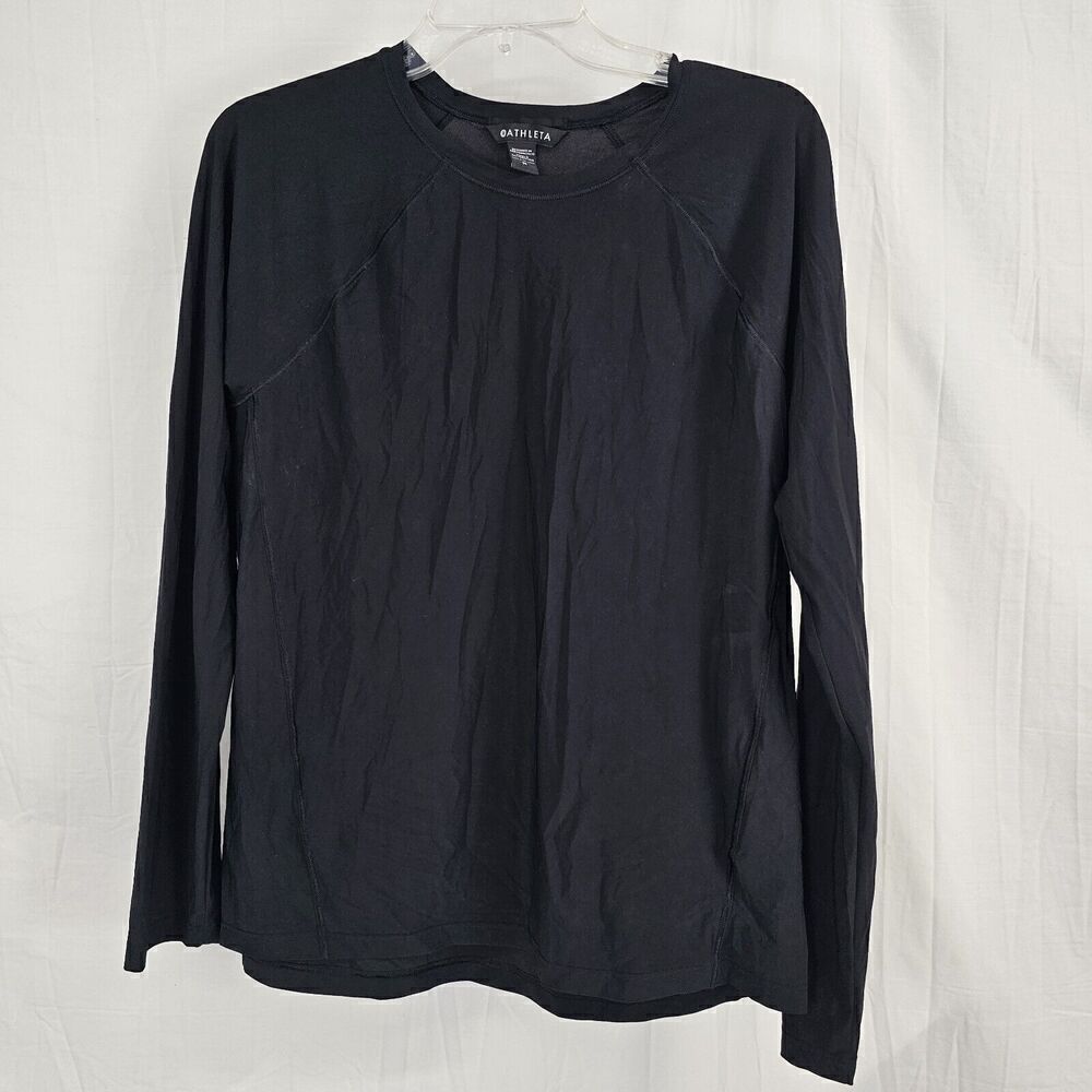Athleta Solid Black Long Sleeve Active Rashguard Shirt Women's Size Medium